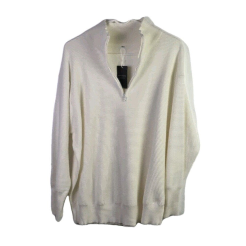NWT Deepself Women's XL White Oversized Shoulder Sweater